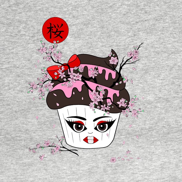 Cute Japanese Sakura geisha cup cake by Cute_but_crazy_designs